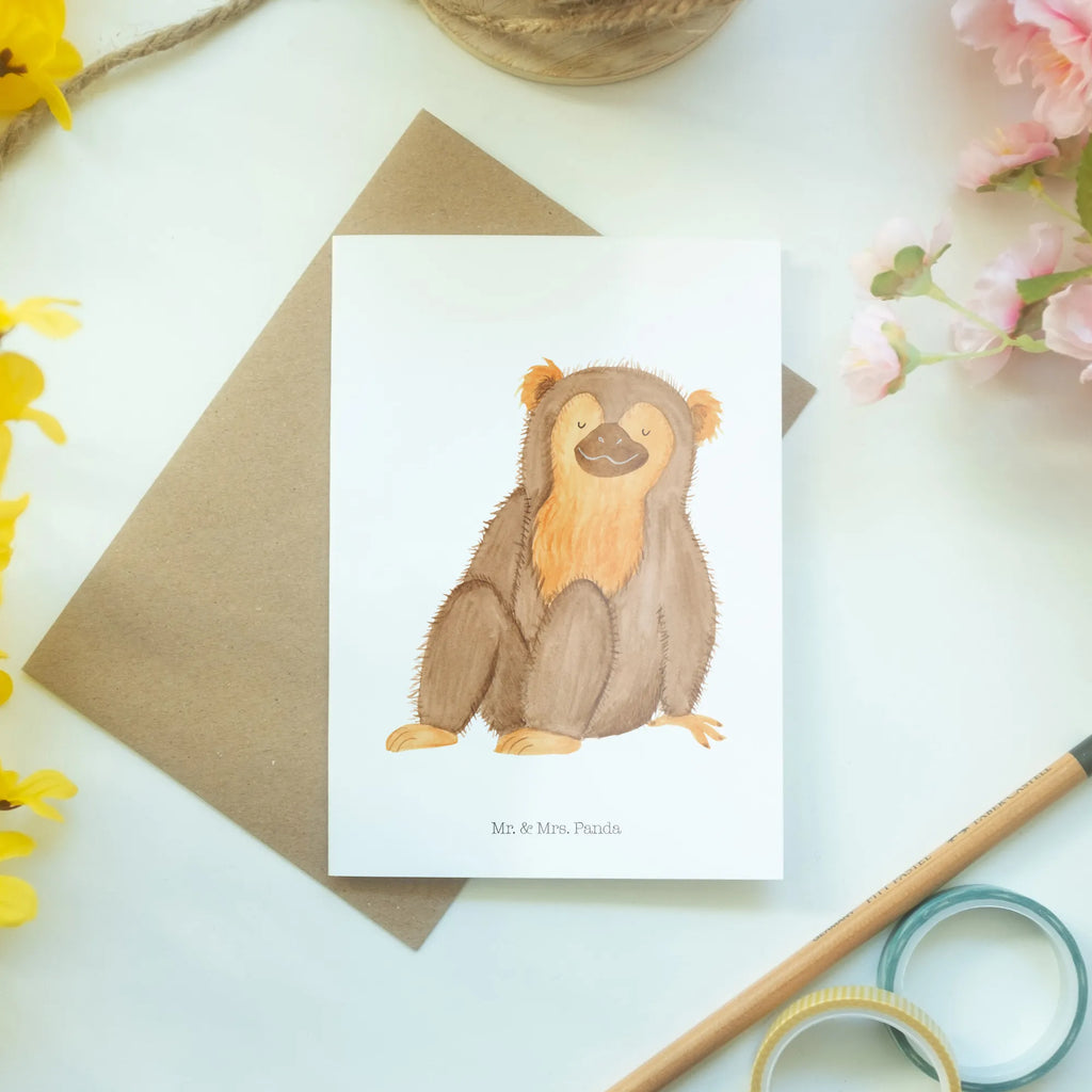 Grußkarte Affe Grußkarte, Einladungskarte, Glückwunschkarte, Hochzeitskarte, Geburtstagskarte, Karte, Ansichtskarten, Klappkarte, Afrika, Wildtiere, Selbstliebe, Selbstbewusstsein, Affe, Respekt, Motivation, Selbstachtung, Liebe, Affen, Selfcare, Äffchen