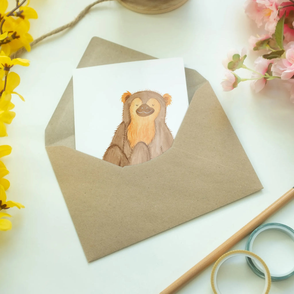 Grußkarte Affe Grußkarte, Einladungskarte, Glückwunschkarte, Hochzeitskarte, Geburtstagskarte, Karte, Ansichtskarten, Klappkarte, Afrika, Wildtiere, Selbstliebe, Selbstbewusstsein, Affe, Respekt, Motivation, Selbstachtung, Liebe, Affen, Selfcare, Äffchen