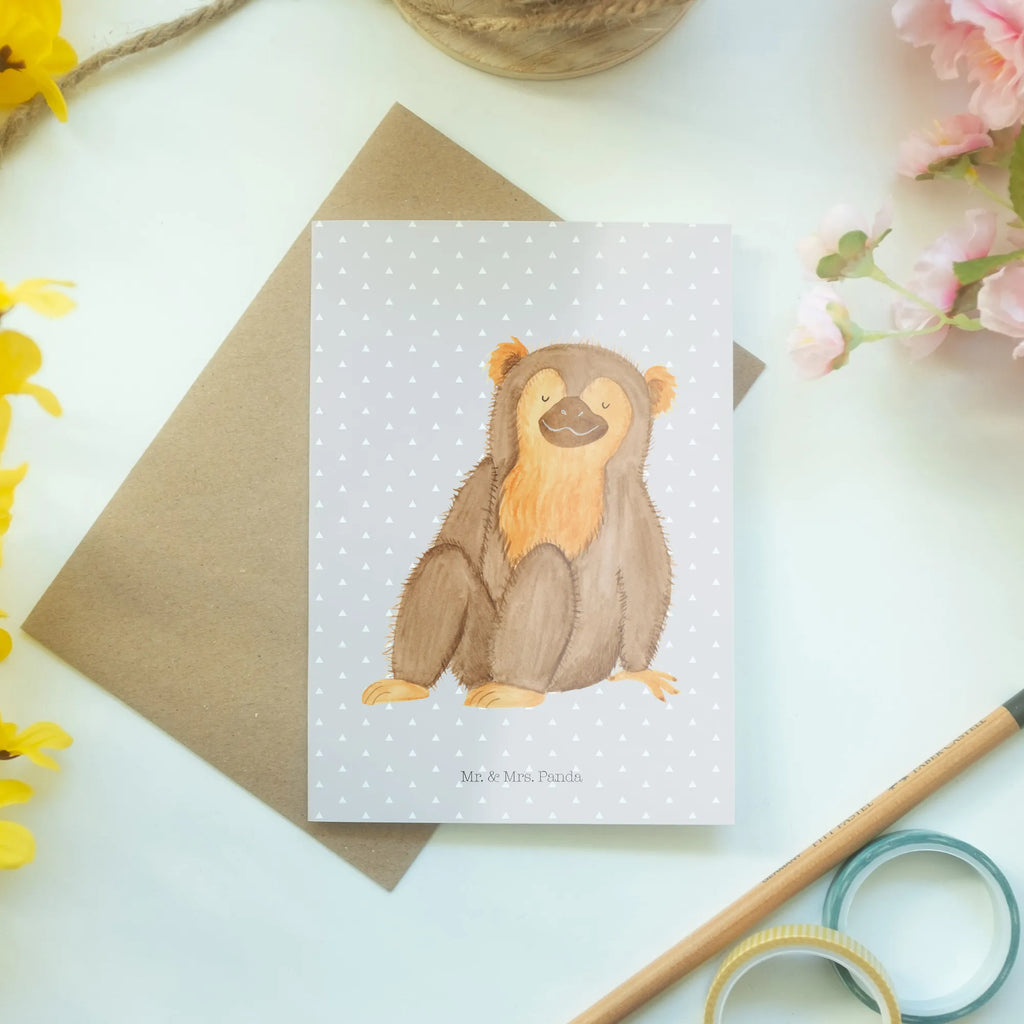 Grußkarte Affe Grußkarte, Einladungskarte, Glückwunschkarte, Hochzeitskarte, Geburtstagskarte, Karte, Ansichtskarten, Klappkarte, Afrika, Wildtiere, Selbstliebe, Selbstbewusstsein, Affe, Respekt, Motivation, Selbstachtung, Liebe, Affen, Selfcare, Äffchen