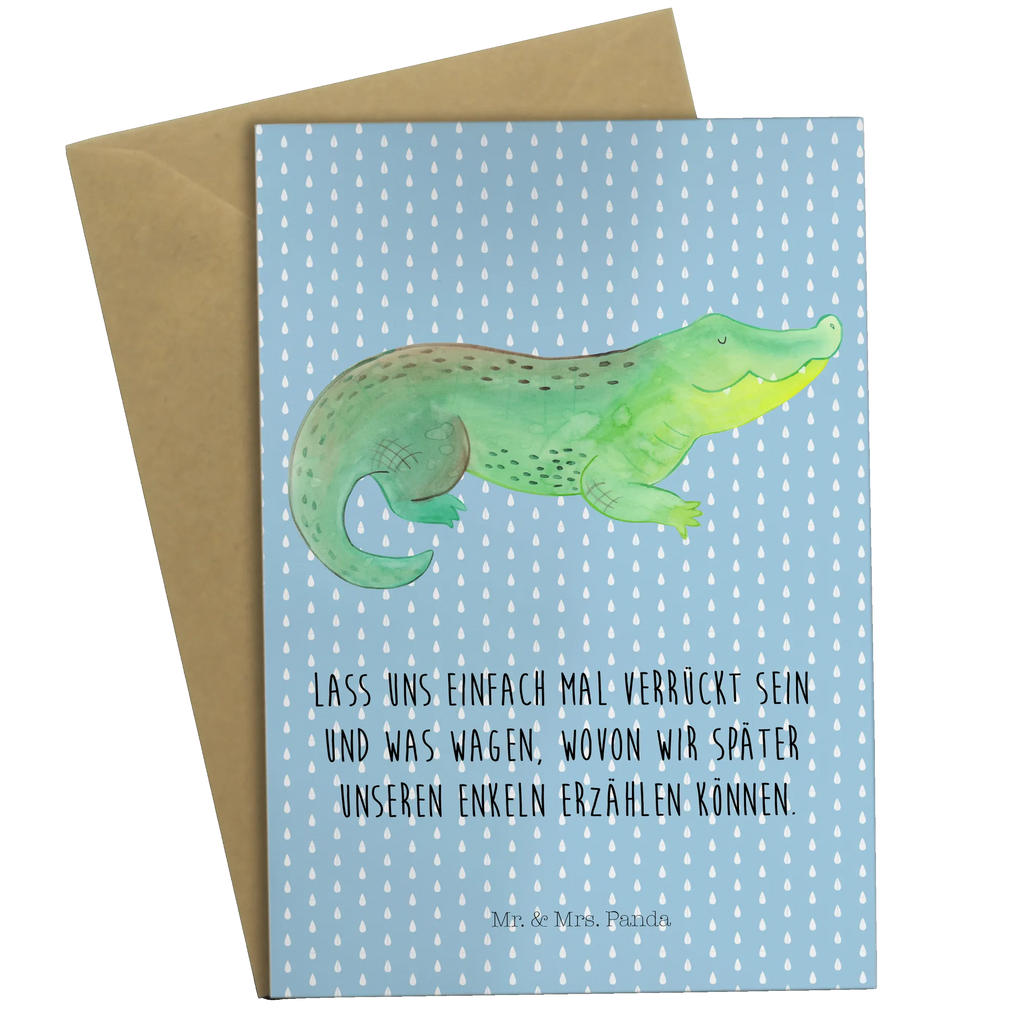 Greetings card Crocodile Grußkarte, Klappkarte, Hochzeitskarte, Karte, Einladungskarte, Ansichtskarten, Geburtstagskarte, Glückwunschkarte, Meerestiere, Meer, Urlaub, Krokodil, Krokodile, Reiselust, beste Freundin, Lieblingsmensch, verrückt sein, spontan sein, Freundin, Abenteuerlust