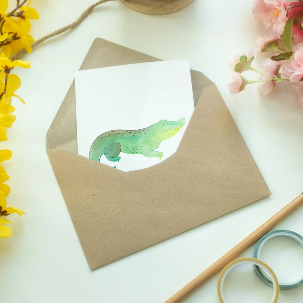 Greetings card Crocodile Grußkarte, Klappkarte, Hochzeitskarte, Karte, Einladungskarte, Ansichtskarten, Geburtstagskarte, Glückwunschkarte, Meerestiere, Meer, Urlaub, Krokodil, Krokodile, Reiselust, beste Freundin, Lieblingsmensch, verrückt sein, spontan sein, Freundin, Abenteuerlust