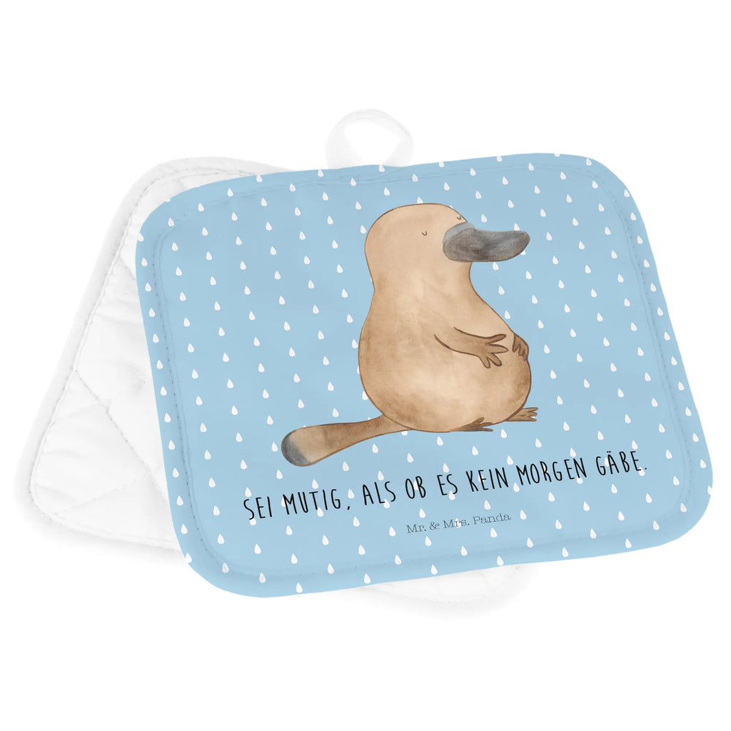 2er Set Topflappen  Schnabeltier Mut Topfhandschuhe, 2er Set Topflappen, topfhalter, Topflappen Set, Topflappen, Topflappen 2er Set, Topfuntersetzer, Topflappenset, Urlaub, Meer, Meerestiere, Motivation, Training, mutig, Neuanfang, Büro, Weltreise, Mut, Neustart, Schnabeltiere, Arbeit, Raodtrip, Lebensweisheit, Schnabeltier