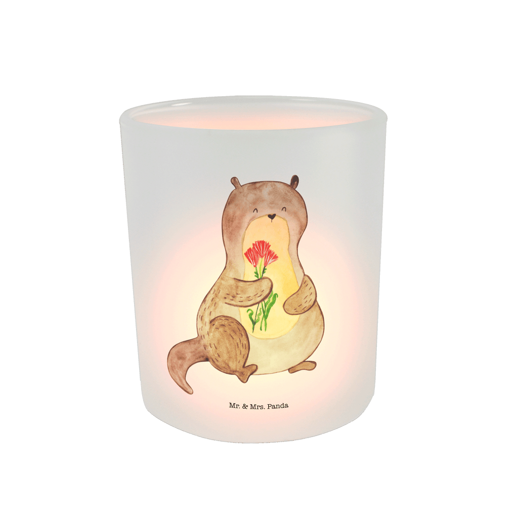 Windlicht Otter Blumenstrauß Windlicht Glas, Teelichtglas, Teelichthalter, Teelichter, Kerzenglas, Windlicht Kerze, Kerzenlicht, Otter, Fischotter, Seeotter, Otter Seeotter See Otter