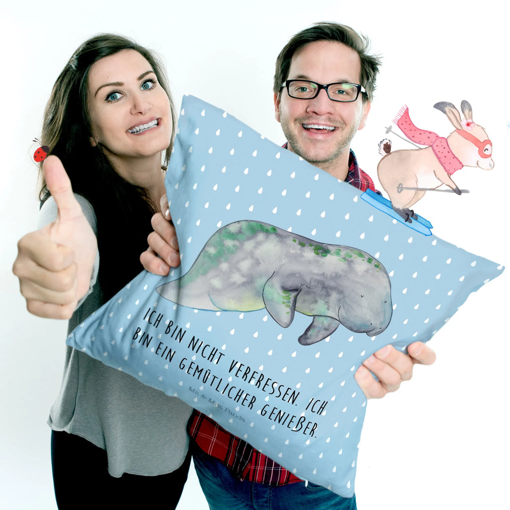 Cushion manatee Relax pad, pillow case, fluffy, sofa, settee, cushion, bedroom, 40 x 40, pillows, Pillow, couch, bed, soft, 40x40, Seafood, aquatic animals, ocean, sea, fish, shells, corals, reef, whale, narwhal, sea urchin, lobster, platypus, turtle, manatee, crocodile, orca, shrimp, gifts for seafood lovers, water world, underwater animals, underwater world, vacation, deep sea, seafood fans, gift ideas, seafood decoration, seafood posters, diet, food, sweets, diet mania, sugar, manatees, losing weight