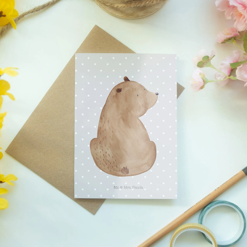 Greetings card bear shoulder look Geburtstagskarte, Ansichtskarten, Karte, Glückwunschkarte, Einladungskarte, Hochzeitskarte, Grußkarte, Klappkarte, Bär, Teddy, Teddybär, Motivation, Bärenliebe, Weltansicht, Weisheit, Bären, Selbstachtung