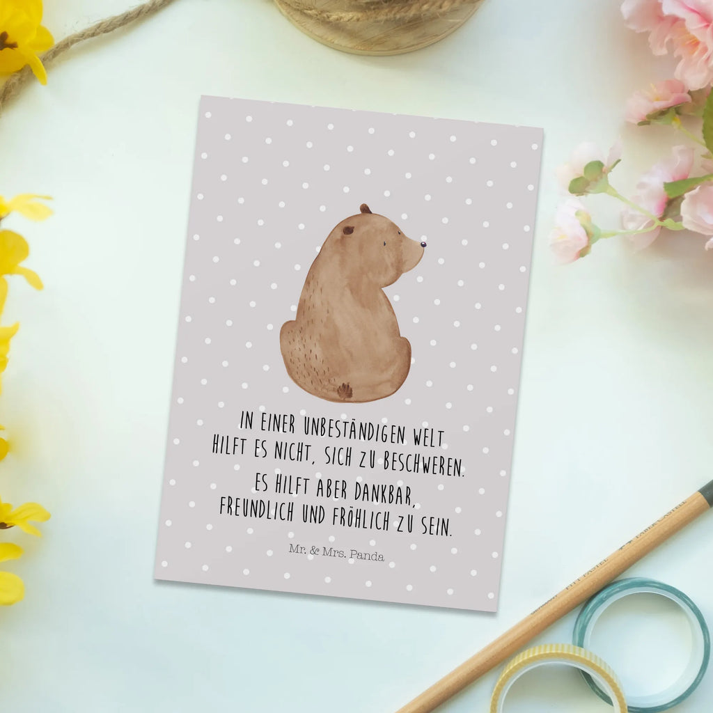 Pocztówka niedźwiedź spojrzenie przez ramię Niedźwiedź, Miś, Pluszowy miś