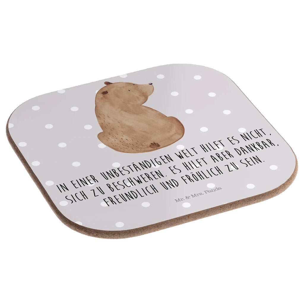 Square coaster bear shoulder look glass coasters, gift, gifts, party, Coasters, presents, breakfast, bear, teddy, teddy bear, cuddly toy, self-esteem, motivation, bear love, wisdom, bears, world view