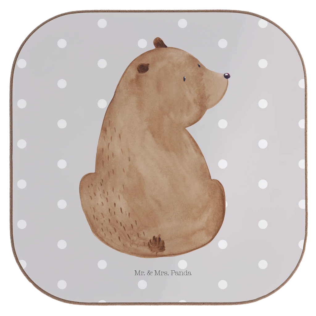 Square coaster bear shoulder look glass coasters, gift, gifts, party, Coasters, presents, breakfast, bear, teddy, teddy bear, cuddly toy, self-esteem, motivation, bear love, wisdom, bears, world view