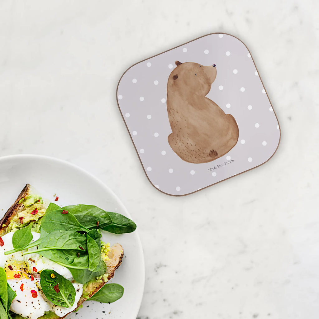 Square coaster bear shoulder look glass coasters, gift, gifts, party, Coasters, presents, breakfast, bear, teddy, teddy bear, cuddly toy, self-esteem, motivation, bear love, wisdom, bears, world view