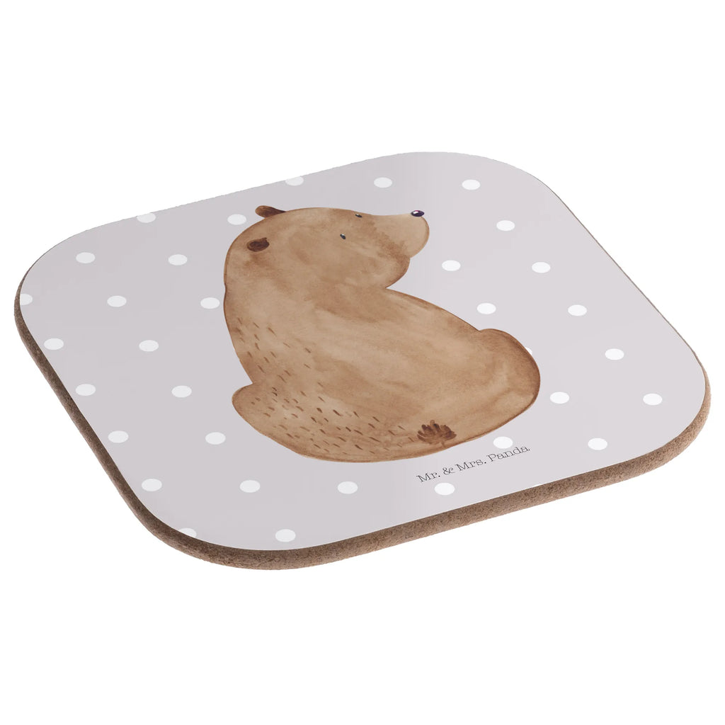 Square coaster bear shoulder look glass coasters, gift, gifts, party, Coasters, presents, breakfast, bear, teddy, teddy bear, cuddly toy, self-esteem, motivation, bear love, wisdom, bears, world view