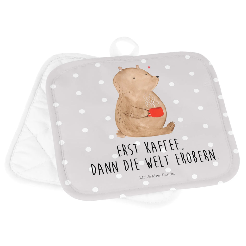 2er Set Topflappen  Bär Kaffee 2er Set Topflappen, Topfhandschuhe, topfhalter, Topflappen 2er Set, Topfuntersetzer, Topflappen Set, Topflappenset, Topflappen, Teddy, Teddybär, Bär, Welt Erobern, Morgenroutine, Motivation, Kaffee, Welt Retten, Bären, Guten Morgen, Coffee