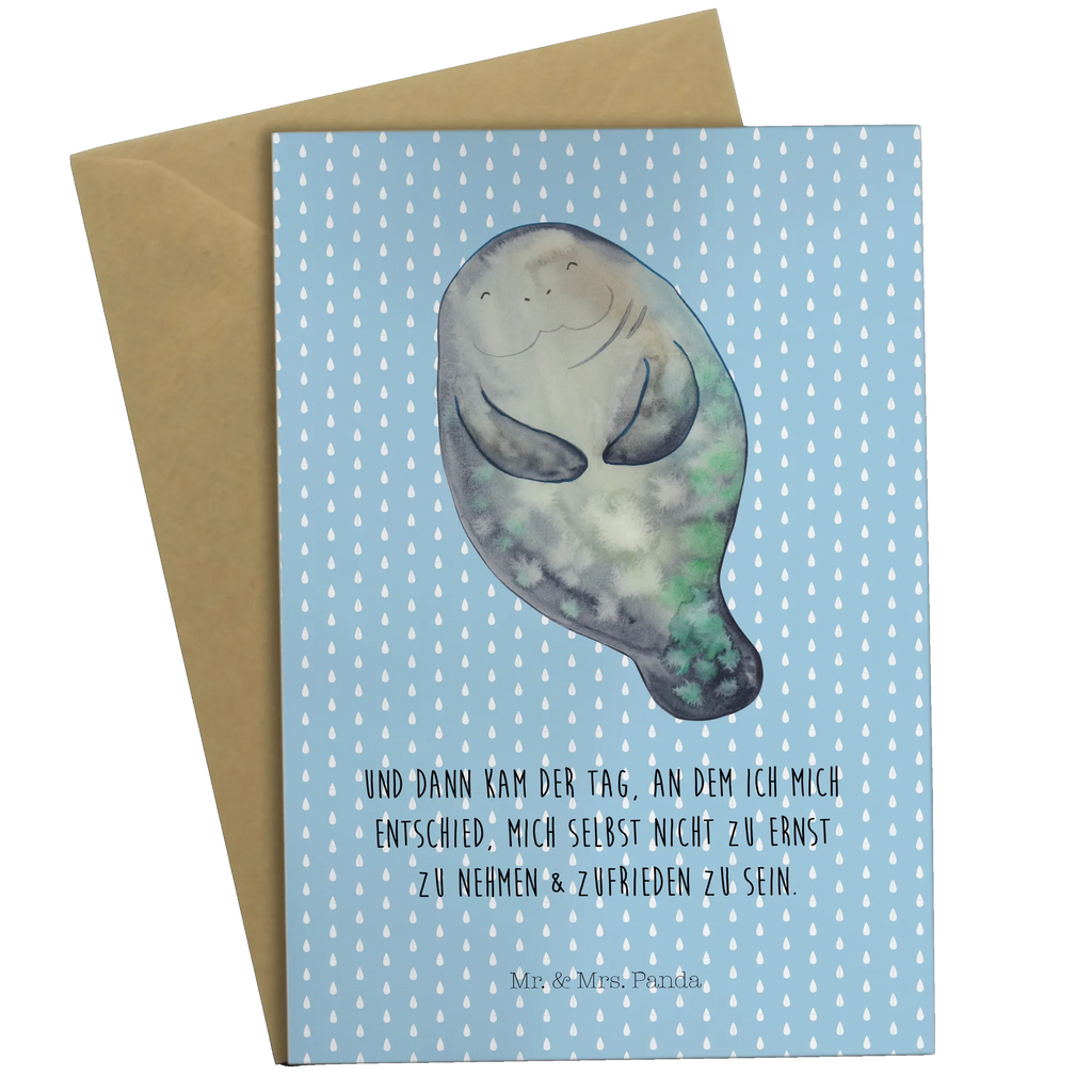 Grußkarte Seekuh happy Geburtstagskarte, Grußkarte, Karte, Einladungskarte, Glückwunschkarte, Hochzeitskarte, Ansichtskarten, Klappkarte, Meerestiere, Meer, Urlaub, Selbstliebe, Seekuh, Achtsamkeit, Neuanfang, Liebeskummer, Respekt, Zufrieden, Neustart, Freundin, Seekühe