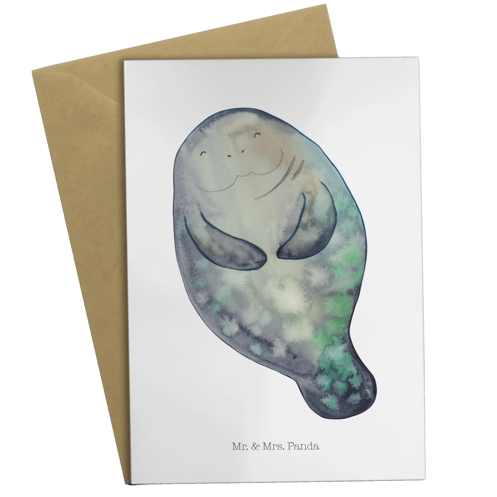 Grußkarte Seekuh happy Geburtstagskarte, Grußkarte, Karte, Einladungskarte, Glückwunschkarte, Hochzeitskarte, Ansichtskarten, Klappkarte, Meerestiere, Meer, Urlaub, Selbstliebe, Seekuh, Achtsamkeit, Neuanfang, Liebeskummer, Respekt, Zufrieden, Neustart, Freundin, Seekühe