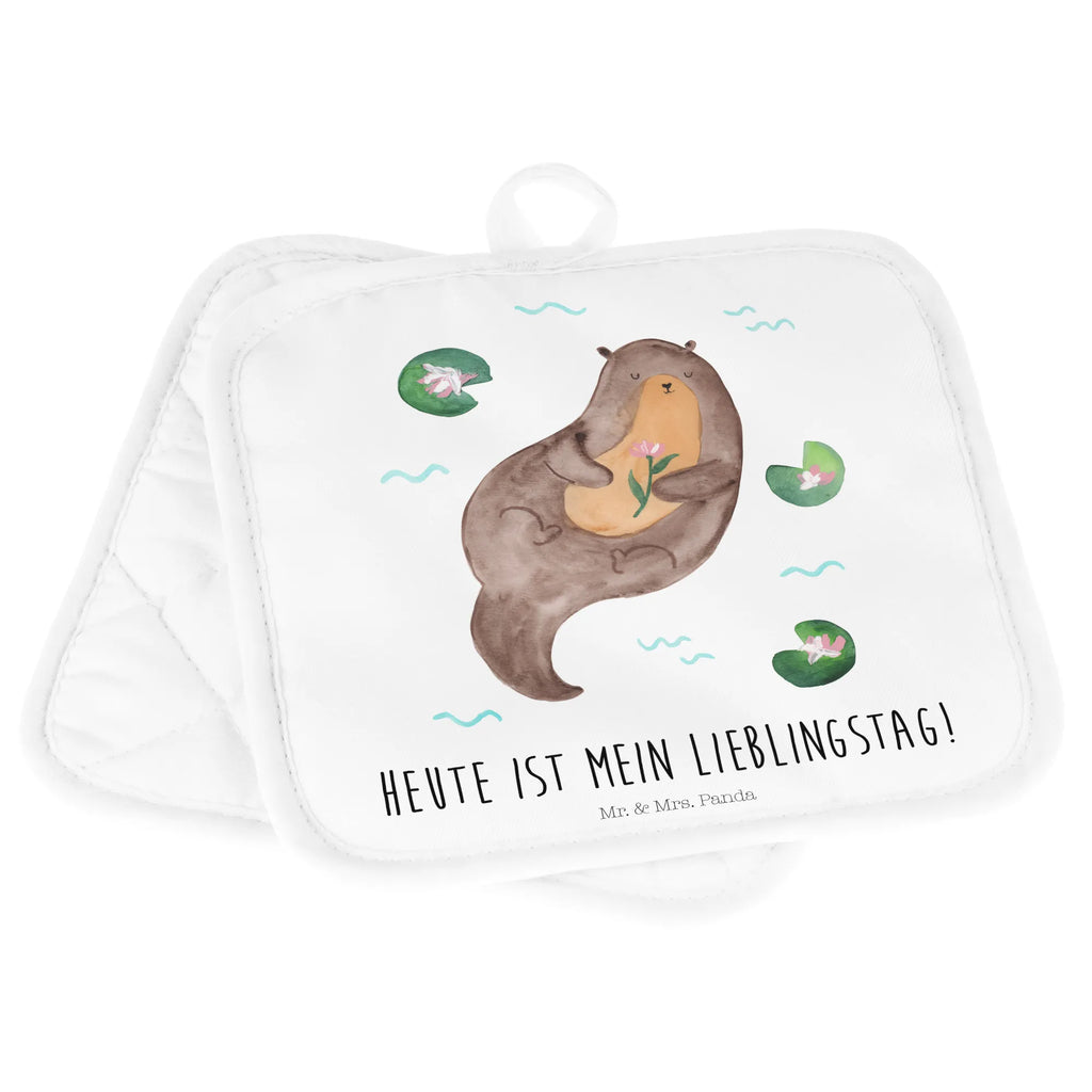 2er Set Topflappen  Otter mit Seerose Topfhandschuh, Topfuntersetzer, Topflappen Set, Ofenhandschuh, Schöne Topflappen, Topflappen lustig, Ofenhandschuhe, Topflappenset, Topflappen 2er Set, Topflappen mit Spruch, Topflappen, Topfhandschuhe, Otter, Fischotter, Seeotter, Otter Seeotter See Otter