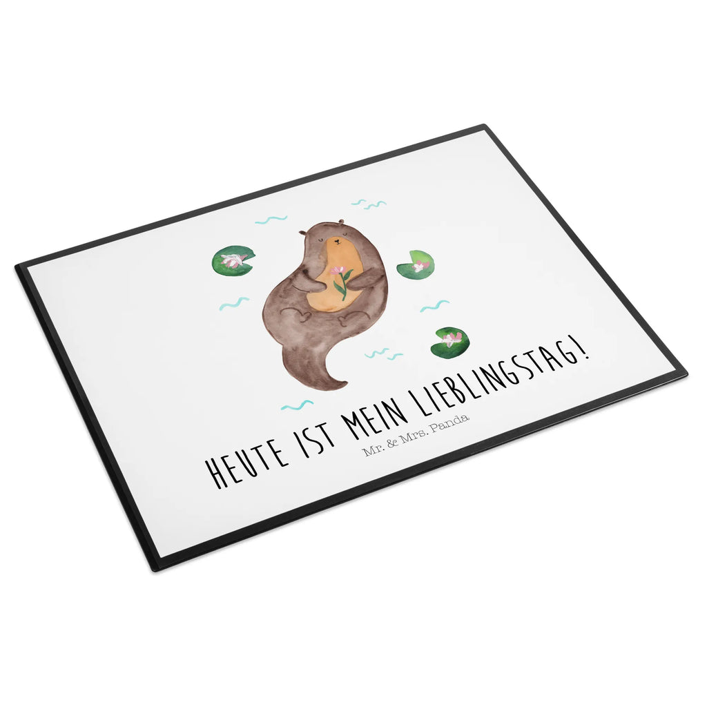 Schreibtischunterlage Otter mit Seerose Büroartikel, Schreibtisch Unterlagen, Schreibtischauflage, Bürobedarf, Schreibwaren, Schreibunterlage, Schreibtischunterlage Groß, Otter, Fischotter, Seeotter, Otter Seeotter See Otter