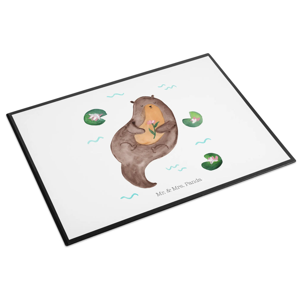 Schreibtischunterlage Otter mit Seerose Büroartikel, Schreibtisch Unterlagen, Schreibtischauflage, Bürobedarf, Schreibwaren, Schreibunterlage, Schreibtischunterlage Groß, Otter, Fischotter, Seeotter, Otter Seeotter See Otter