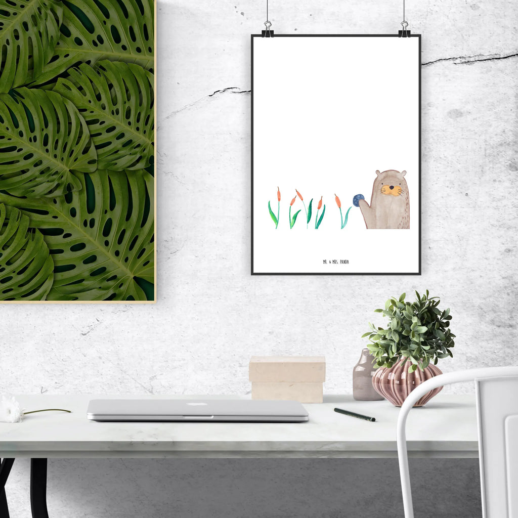 Poster otter Stone Kinderposter, Wanddeko Bild, Wandposter, Wanddekoration, Küchenposter, Mr. & Mrs. Panda Poster, Posterdruck, Designposter, Wanddeko, Bild, Poster, Handgemaltes Poster, Raumdekoration, Kunstdruck, Otter, Fischotter, Seeotter, Otter Seeotter See Otter
