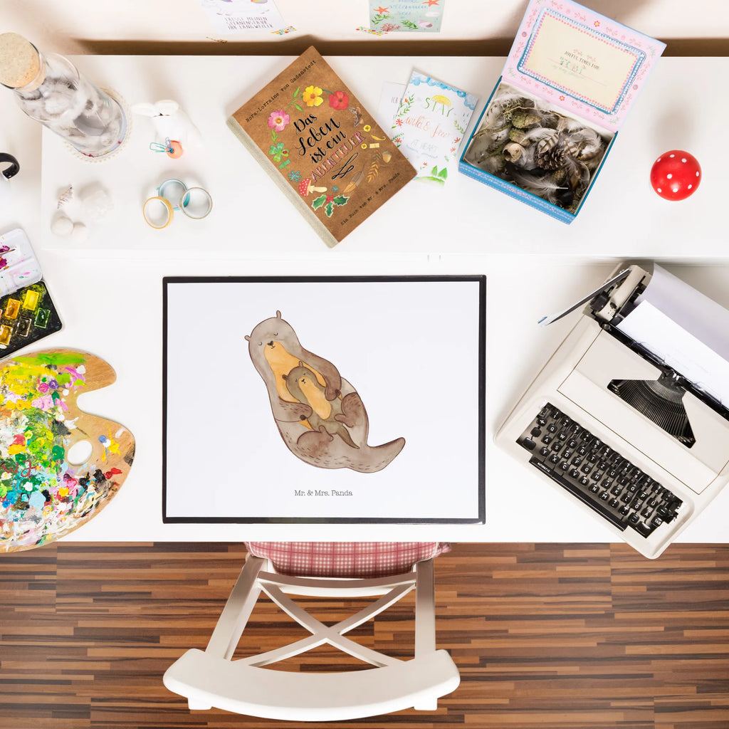 Schreibtischunterlage Otter mit Kind Schreibtisch Unterlagen, Büroartikel, Bürobedarf, Schreibtischauflage, Schreibwaren, Schreibunterlage, Schreibtischunterlage Groß, Otter, Fischotter, Seeotter, Otter Seeotter See Otter