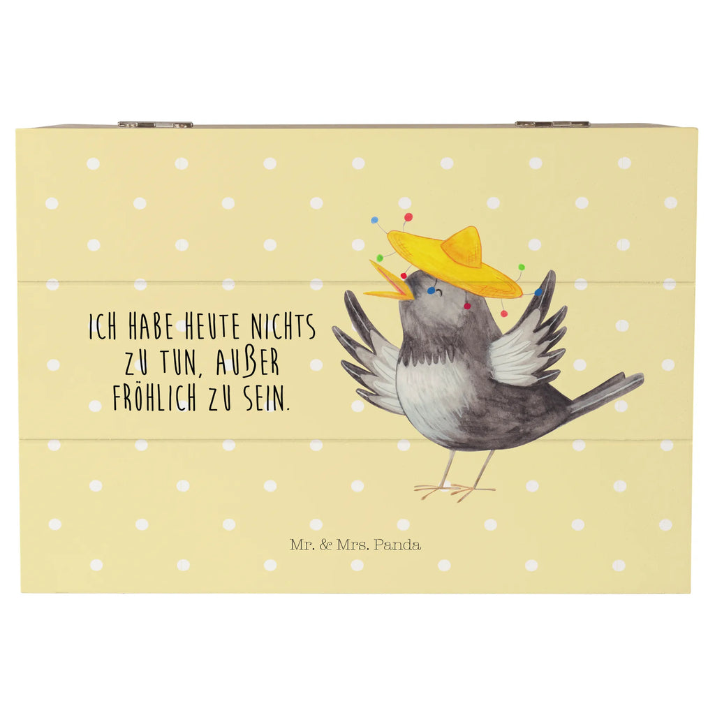Holzkiste Rabe Sombrero Truhe, Geschenkdose, Erinnerungsbox, Aufbewahrungsbox, Kiste, Schatzkiste, Holzkiste, XXL, Geschenkbox, Schatulle, Dekokiste, Erinnerungskiste, Tiermotive, Gute Laune, lustige Sprüche, Tiere, froh, Vögel, Motivation, Vogel, Rabe, fröhlich sein, Elster, Spruch positiv, Glück Spruch, glücklich sein