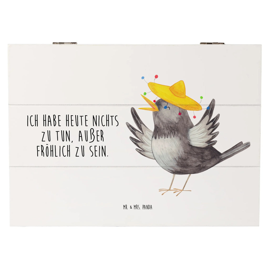 Holzkiste Rabe Sombrero Truhe, Geschenkdose, Erinnerungsbox, Aufbewahrungsbox, Kiste, Schatzkiste, Holzkiste, XXL, Geschenkbox, Schatulle, Dekokiste, Erinnerungskiste, Tiermotive, Gute Laune, lustige Sprüche, Tiere, froh, Vögel, Motivation, Vogel, Rabe, fröhlich sein, Elster, Spruch positiv, Glück Spruch, glücklich sein