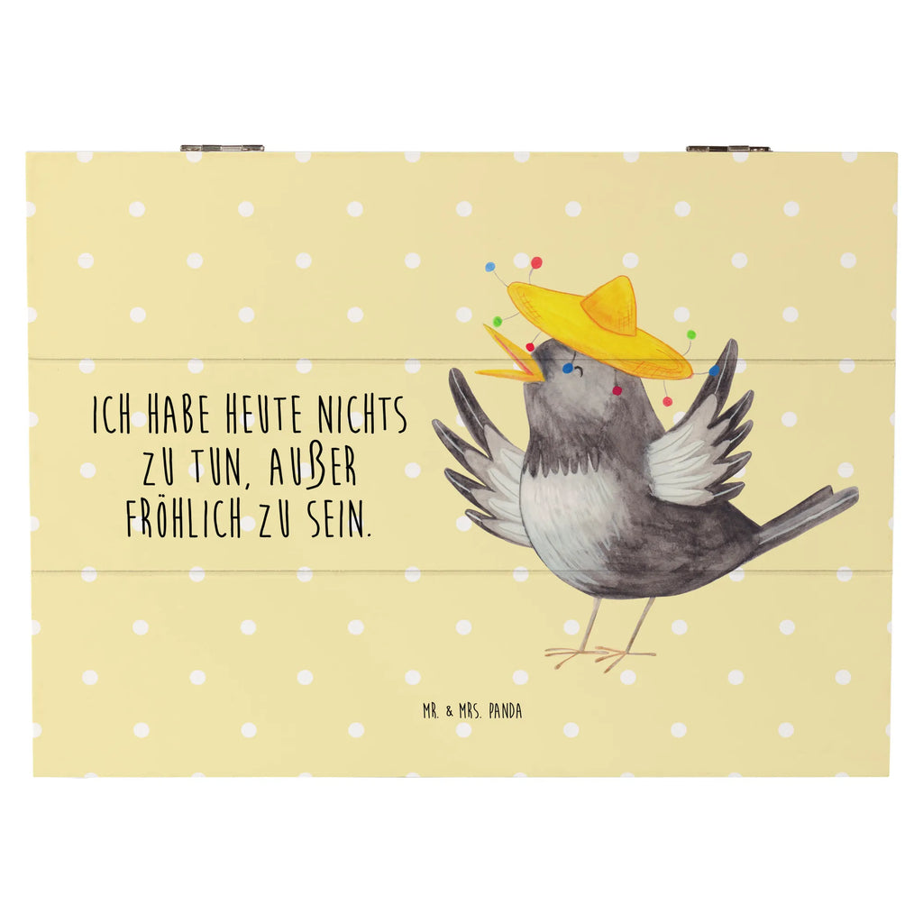 Holzkiste Rabe Sombrero Truhe, Geschenkdose, Erinnerungsbox, Aufbewahrungsbox, Kiste, Schatzkiste, Holzkiste, XXL, Geschenkbox, Schatulle, Dekokiste, Erinnerungskiste, Tiermotive, Gute Laune, lustige Sprüche, Tiere, froh, Vögel, Motivation, Vogel, Rabe, fröhlich sein, Elster, Spruch positiv, Glück Spruch, glücklich sein