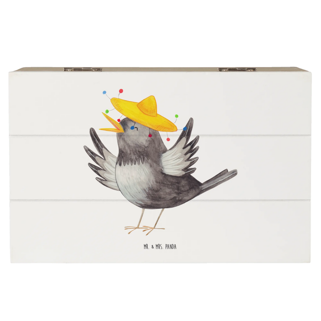 Holzkiste Rabe Sombrero Truhe, Geschenkdose, Erinnerungsbox, Aufbewahrungsbox, Kiste, Schatzkiste, Holzkiste, XXL, Geschenkbox, Schatulle, Dekokiste, Erinnerungskiste, Tiermotive, Gute Laune, lustige Sprüche, Tiere, froh, Vögel, Motivation, Vogel, Rabe, fröhlich sein, Elster, Spruch positiv, Glück Spruch, glücklich sein