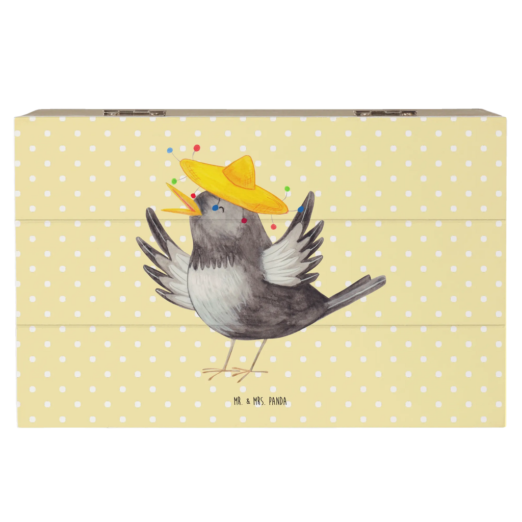 Holzkiste Rabe Sombrero Truhe, Geschenkdose, Erinnerungsbox, Aufbewahrungsbox, Kiste, Schatzkiste, Holzkiste, XXL, Geschenkbox, Schatulle, Dekokiste, Erinnerungskiste, Tiermotive, Gute Laune, lustige Sprüche, Tiere, froh, Vögel, Motivation, Vogel, Rabe, fröhlich sein, Elster, Spruch positiv, Glück Spruch, glücklich sein