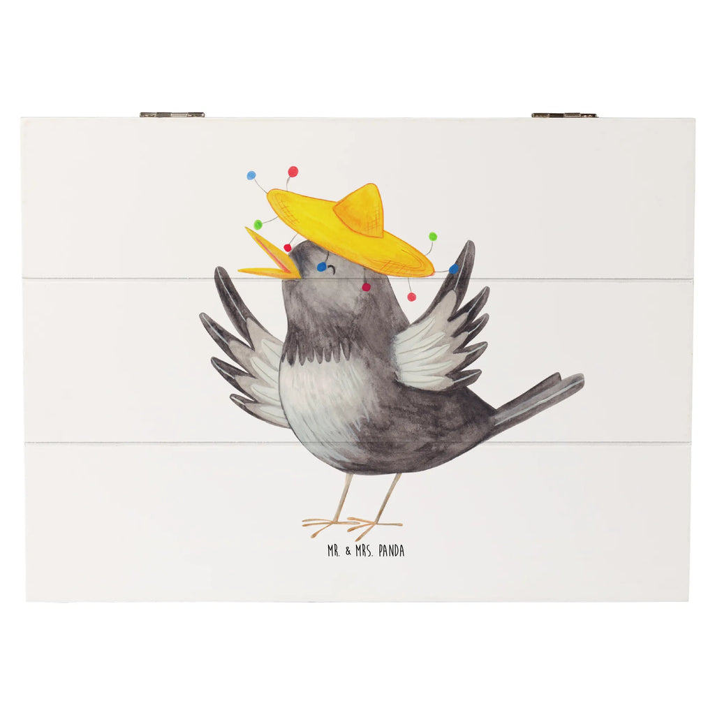 Holzkiste Rabe Sombrero Truhe, Geschenkdose, Erinnerungsbox, Aufbewahrungsbox, Kiste, Schatzkiste, Holzkiste, XXL, Geschenkbox, Schatulle, Dekokiste, Erinnerungskiste, Tiermotive, Gute Laune, lustige Sprüche, Tiere, froh, Vögel, Motivation, Vogel, Rabe, fröhlich sein, Elster, Spruch positiv, Glück Spruch, glücklich sein