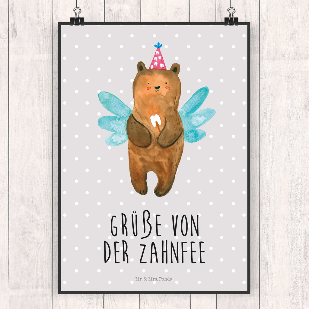 Poster bear tooth fairy Mr. & Mrs. Panda Poster, Bild, Wandposter, Wanddeko, Wanddekoration, Küchenposter, Handgemaltes Poster, Kinderposter, Raumdekoration, Designposter, Kunstdruck, Wanddeko Bild, Poster, Posterdruck, Bär, Teddy, Teddybär, Milchzahn, Fee, Zahnfee, Erster Zahn