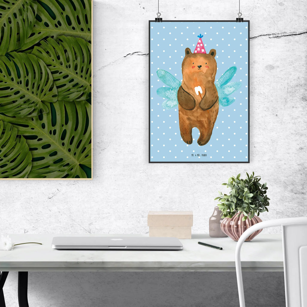 Poster bear tooth fairy Mr. & Mrs. Panda Poster, Bild, Wandposter, Wanddeko, Wanddekoration, Küchenposter, Handgemaltes Poster, Kinderposter, Raumdekoration, Designposter, Kunstdruck, Wanddeko Bild, Poster, Posterdruck, Bär, Teddy, Teddybär, Milchzahn, Fee, Zahnfee, Erster Zahn