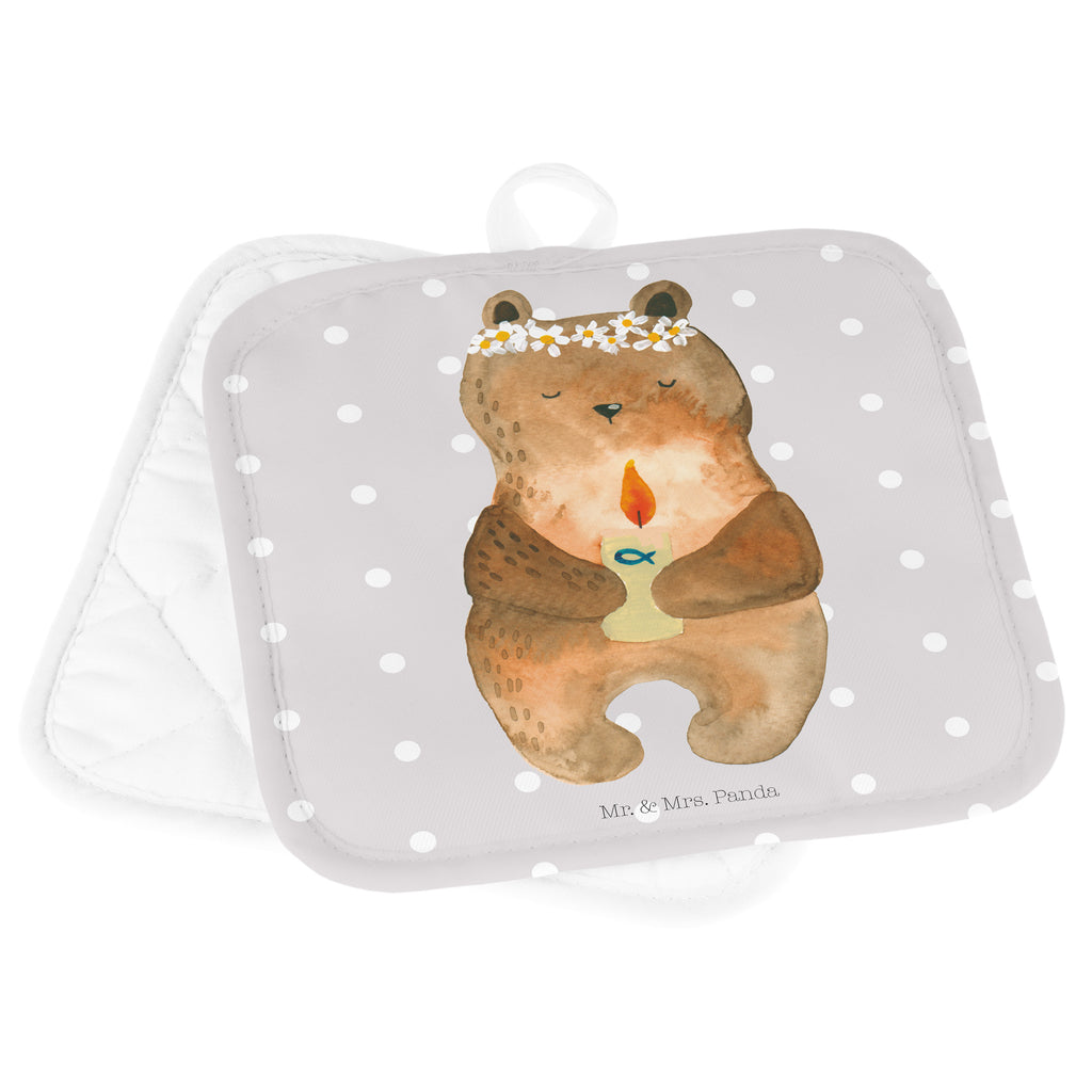 2er Set Topflappen  Bär Kommunion Topfhandschuhe, Topflappenset, Topflappen 2er Set, Topflappen Set, 2er Set Topflappen, Topflappen, Topfuntersetzer, topfhalter, Bär, Teddy, Teddybär, Taufkerze, Kommunion, Gottes Segen, Katholisch