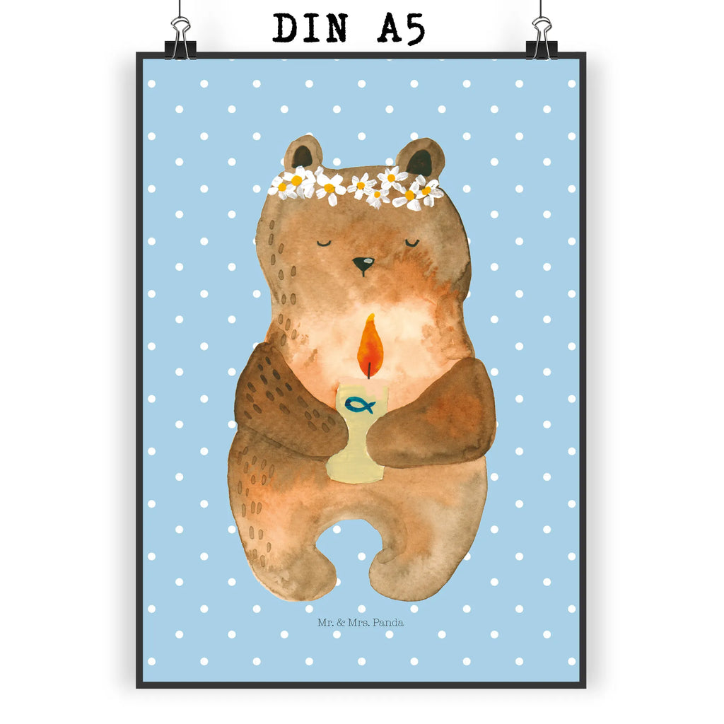 Poster Bär Kommunion kunstdruck poster, Designposter, grafikposter, Bild, Kunstdruck, Plakat, Mr. & Mrs. Panda Poster, Wandschmuck, Deko Bild, wanddeko, Wandbild, wandkunst, drucke, Wandposter, kunstposter, Wanddekoration, Bild für Wand, wanddruck, kunst für die wand, Poster, Posterdruck, Wanddeko Bild, Teddybär, Bär, Teddy, Taufkerze, Katholisch, Kommunion, Gottes Segen