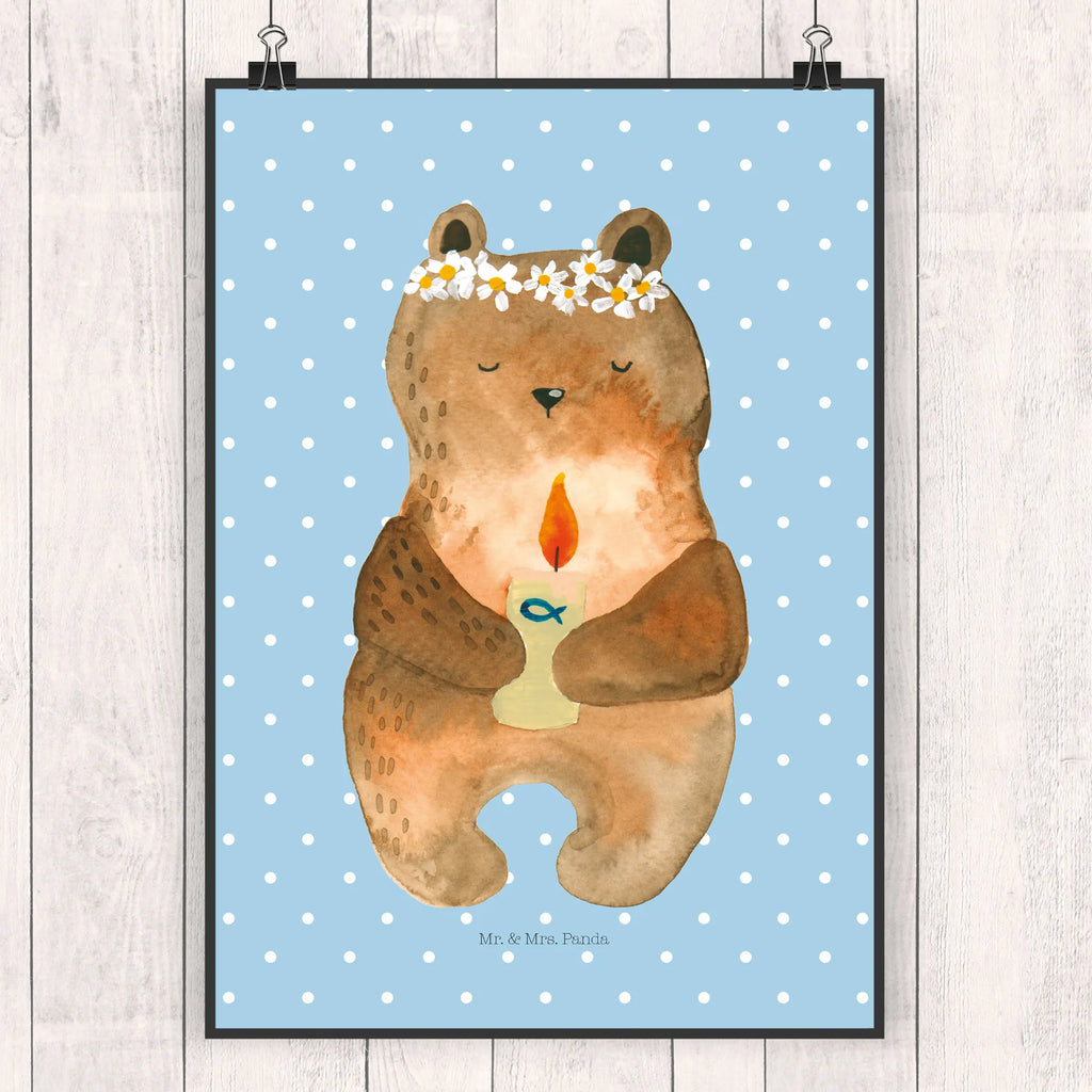 Poster Bär Kommunion kunstdruck poster, Designposter, grafikposter, Bild, Kunstdruck, Plakat, Mr. & Mrs. Panda Poster, Wandschmuck, Deko Bild, wanddeko, Wandbild, wandkunst, drucke, Wandposter, kunstposter, Wanddekoration, Bild für Wand, wanddruck, kunst für die wand, Poster, Posterdruck, Wanddeko Bild, Teddybär, Bär, Teddy, Taufkerze, Katholisch, Kommunion, Gottes Segen
