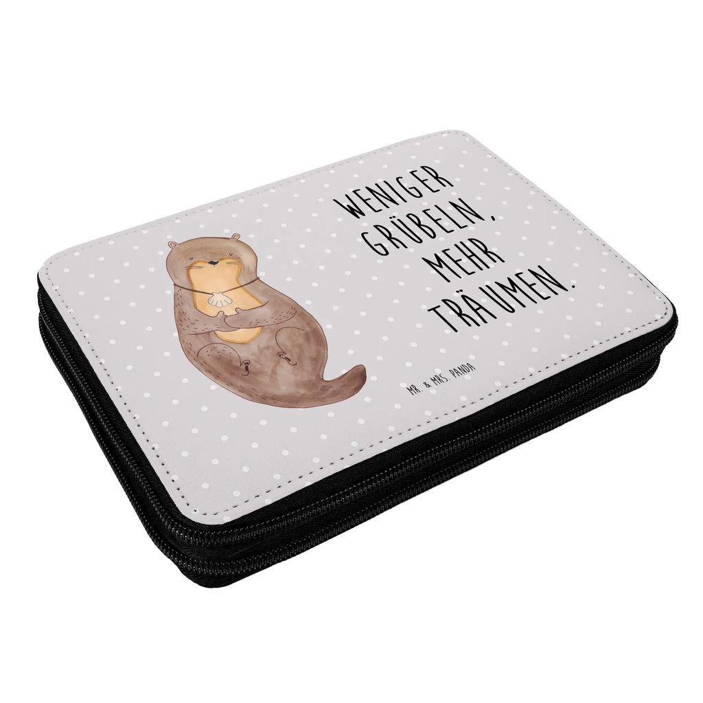 Leather folder otter shell pencil case, pen roll, pupil, motif, gift, school, pencil bag, primary school, child, enrolment, otter, marten, sea otter, European otter, water mammal, aquatic animal, baby otter, predator, water, otter gifts, animal lover, gift ideas for animal lovers, animal, mammal, water animal, gifts for people in love, otter love, motivation, office, dreaming, brooding, daydreaming