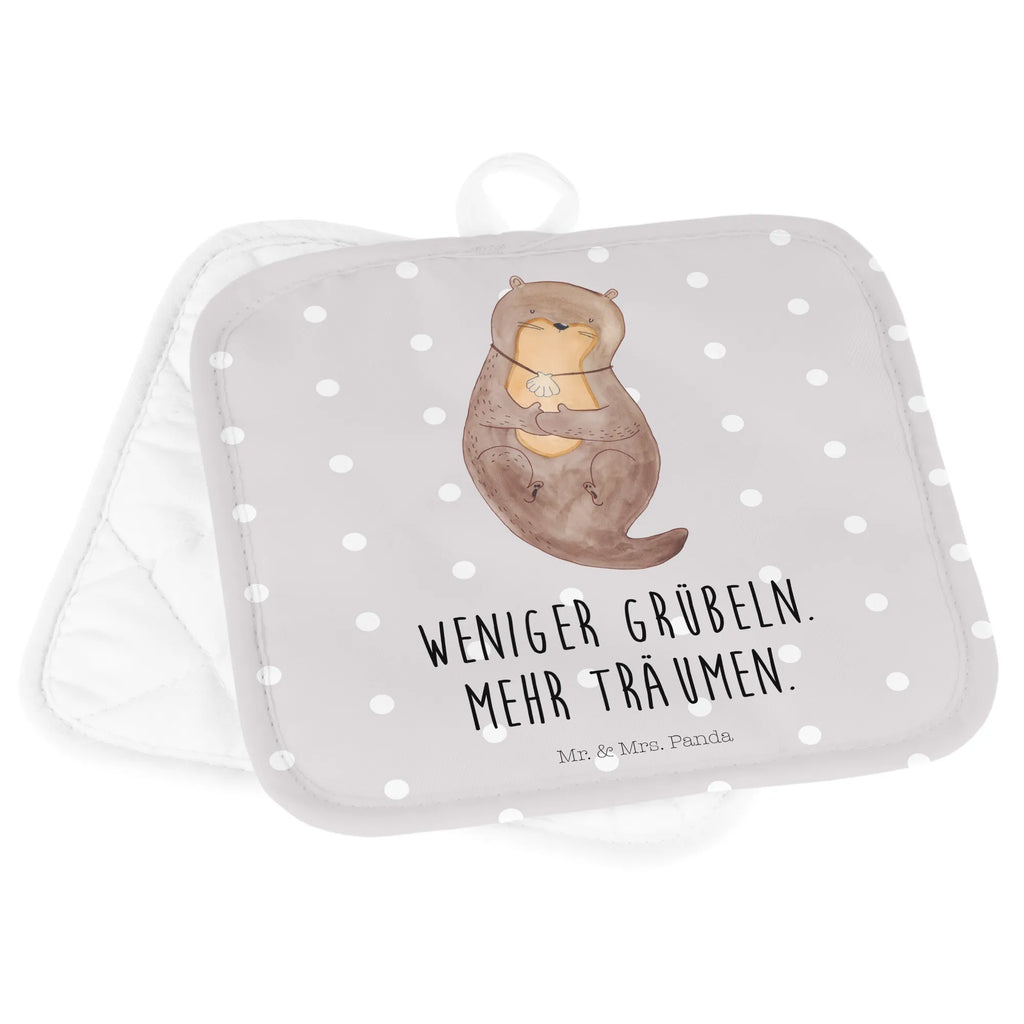 2er Set Topflappen  Otter Muschel Topfuntersetzer, Topfhandschuhe, Topflappen 2er Set, Topflappenset, 2er Set Topflappen, topfhalter, Topflappen Set, Topflappen, Otter, Fischotter, Seeotter, Grübeln, Otterliebe, Motivation, Träumen, Tagträumen, Büro