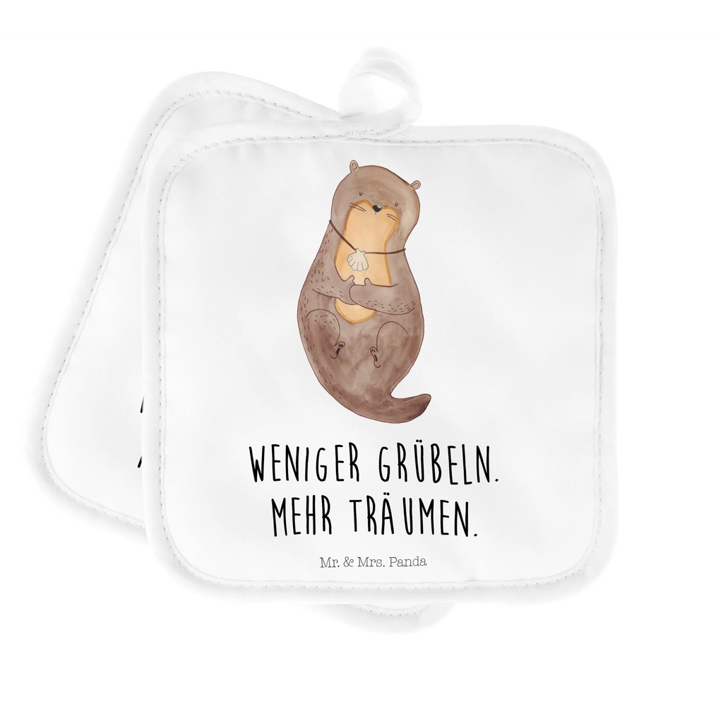 2er Set Topflappen  Otter Muschel Topfuntersetzer, Topfhandschuhe, Topflappen 2er Set, Topflappenset, 2er Set Topflappen, topfhalter, Topflappen Set, Topflappen, Otter, Fischotter, Seeotter, Grübeln, Otterliebe, Motivation, Träumen, Tagträumen, Büro