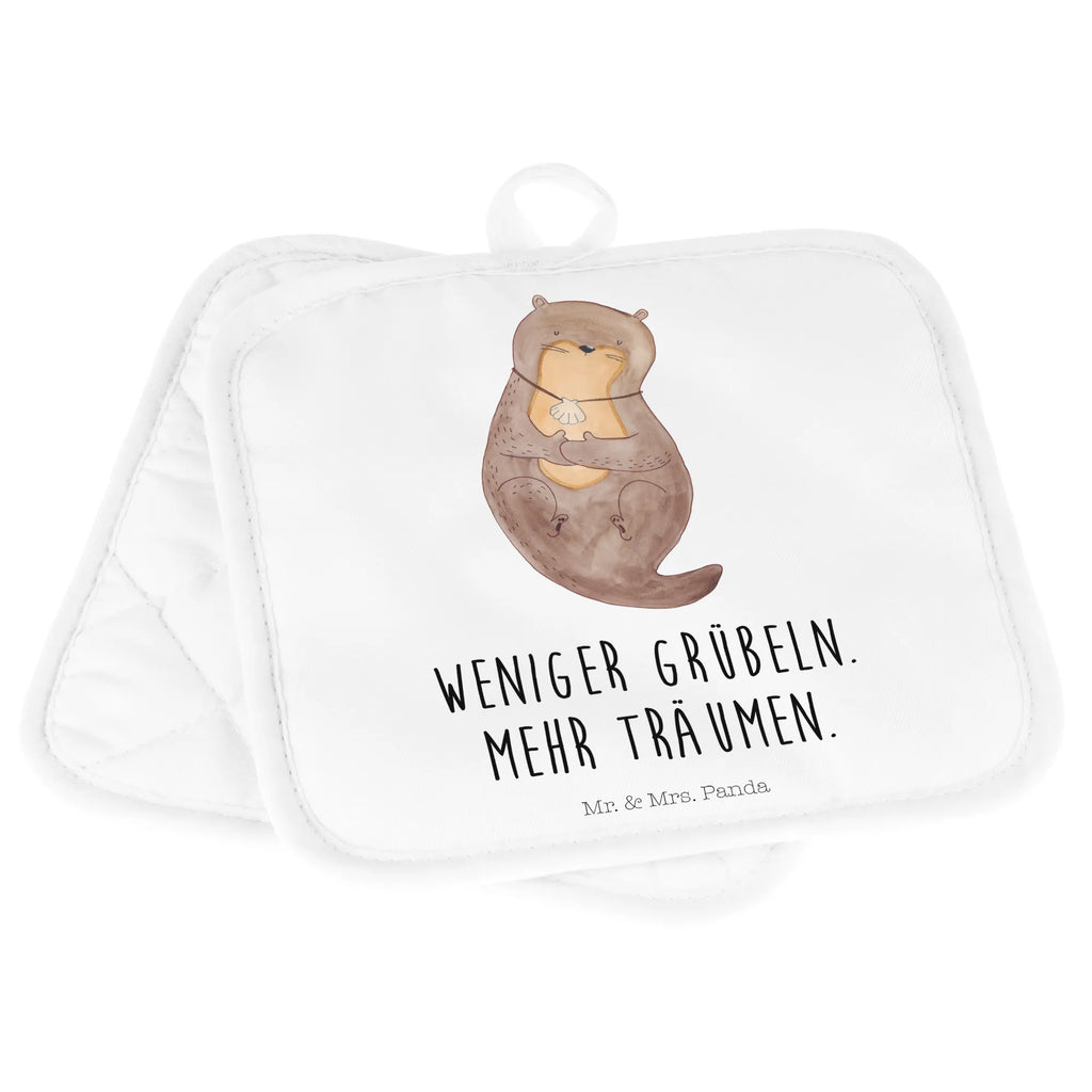 2er Set Topflappen  Otter Muschel Topfuntersetzer, Topfhandschuhe, Topflappen 2er Set, Topflappenset, 2er Set Topflappen, topfhalter, Topflappen Set, Topflappen, Otter, Fischotter, Seeotter, Grübeln, Otterliebe, Motivation, Träumen, Tagträumen, Büro