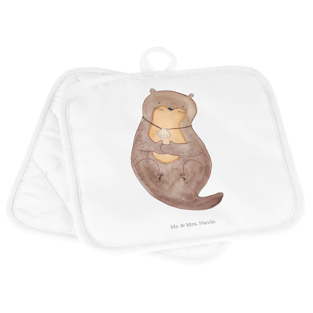 2er Set Topflappen  Otter Muschel Topfuntersetzer, Topfhandschuhe, Topflappen 2er Set, Topflappenset, 2er Set Topflappen, topfhalter, Topflappen Set, Topflappen, Otter, Fischotter, Seeotter, Grübeln, Otterliebe, Motivation, Träumen, Tagträumen, Büro