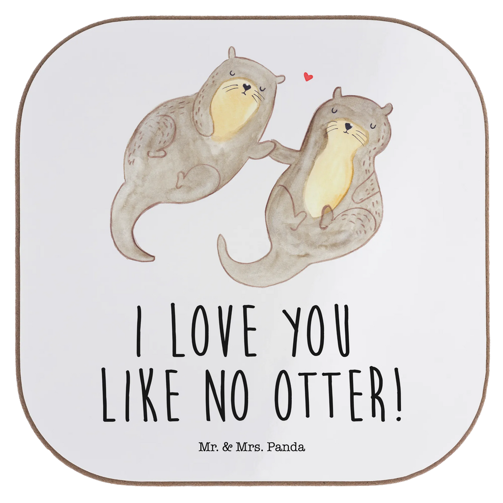 Square coaster otter holding hands presents, party, gift, breakfast, gifts, glass coasters, Coasters, otter, marten, sea otter, European otter, water mammal, aquatic animal, baby otter, predator, water, otter gifts, animal lover, gift ideas for animal lovers, animal, mammal, water animal, gifts for people in love, Otter Sea Otter Lake Otter