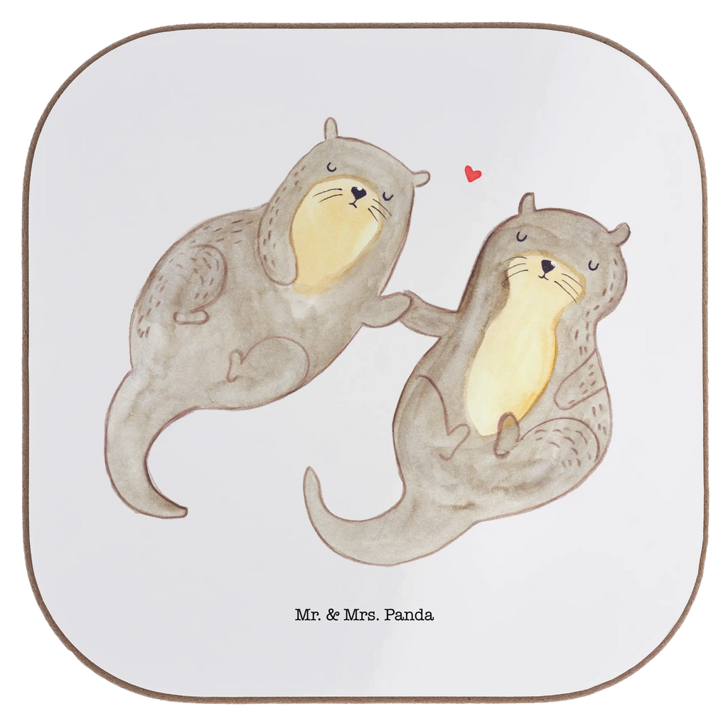 Square coaster otter holding hands presents, party, gift, breakfast, gifts, glass coasters, Coasters, otter, marten, sea otter, European otter, water mammal, aquatic animal, baby otter, predator, water, otter gifts, animal lover, gift ideas for animal lovers, animal, mammal, water animal, gifts for people in love, Otter Sea Otter Lake Otter