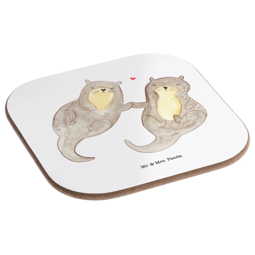 Square coaster otter holding hands presents, party, gift, breakfast, gifts, glass coasters, Coasters, otter, marten, sea otter, European otter, water mammal, aquatic animal, baby otter, predator, water, otter gifts, animal lover, gift ideas for animal lovers, animal, mammal, water animal, gifts for people in love, Otter Sea Otter Lake Otter
