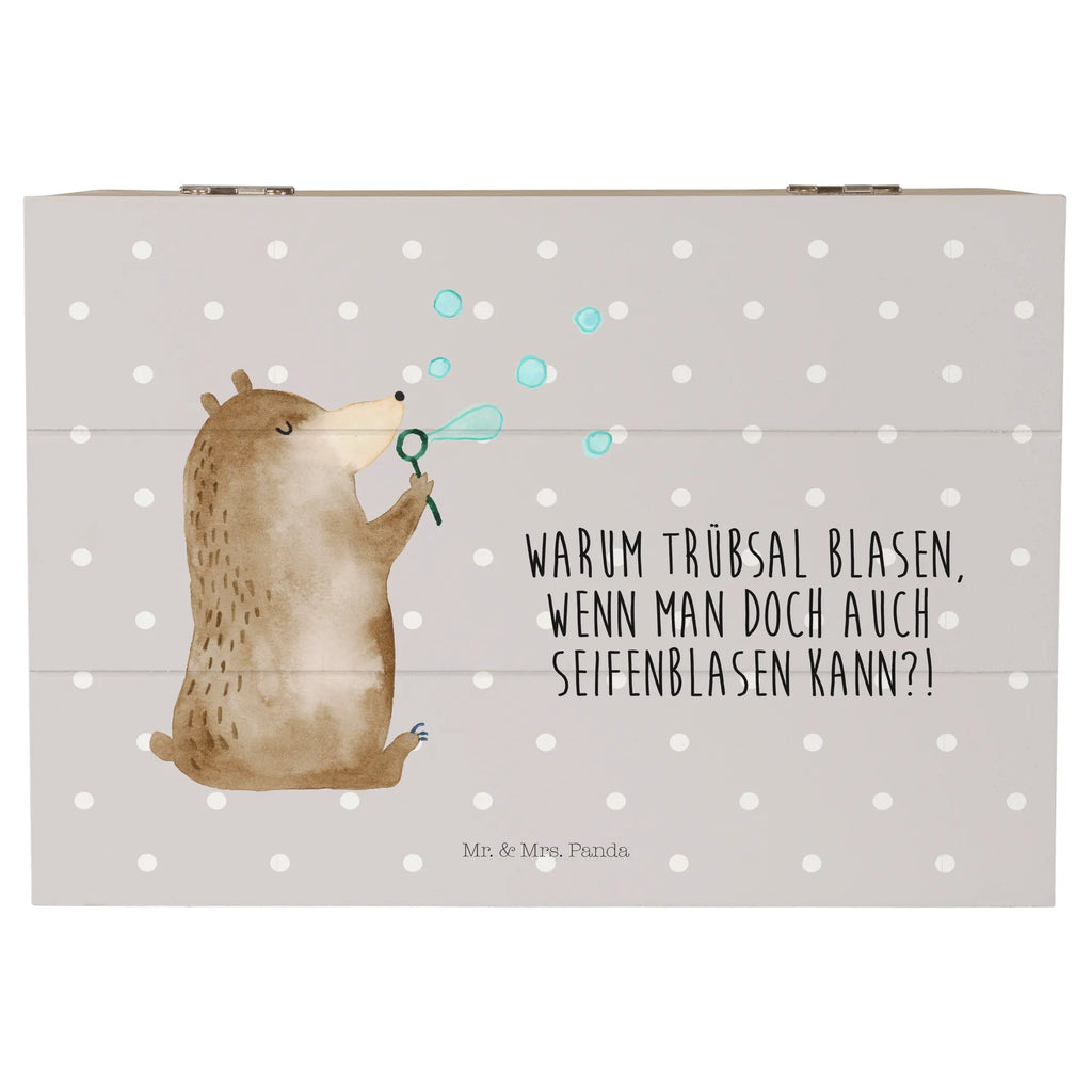 Wooden chest bear soap bubbles XXL, chest, box, Wooden box, storage box, memory box, treasure chest, casket, decorative box, bear, teddy, teddy bear, cuddly toy, Soap Bubbles Bear Funny Being Happy Sad Happy