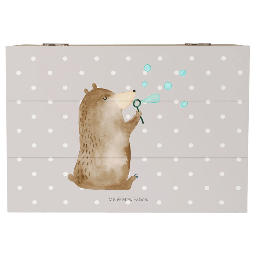 Wooden chest bear soap bubbles XXL, chest, box, Wooden box, storage box, memory box, treasure chest, casket, decorative box, bear, teddy, teddy bear, cuddly toy, Soap Bubbles Bear Funny Being Happy Sad Happy
