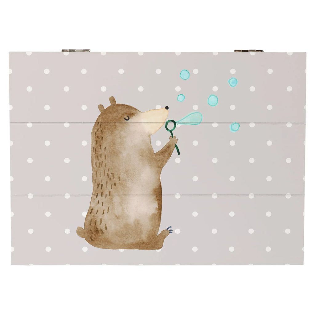 Wooden chest bear soap bubbles XXL, chest, box, Wooden box, storage box, memory box, treasure chest, casket, decorative box, bear, teddy, teddy bear, cuddly toy, Soap Bubbles Bear Funny Being Happy Sad Happy