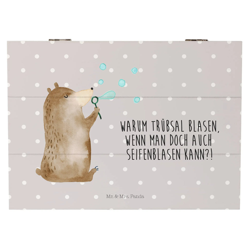 Wooden chest bear soap bubbles XXL, chest, box, Wooden box, storage box, memory box, treasure chest, casket, decorative box, bear, teddy, teddy bear, cuddly toy, Soap Bubbles Bear Funny Being Happy Sad Happy