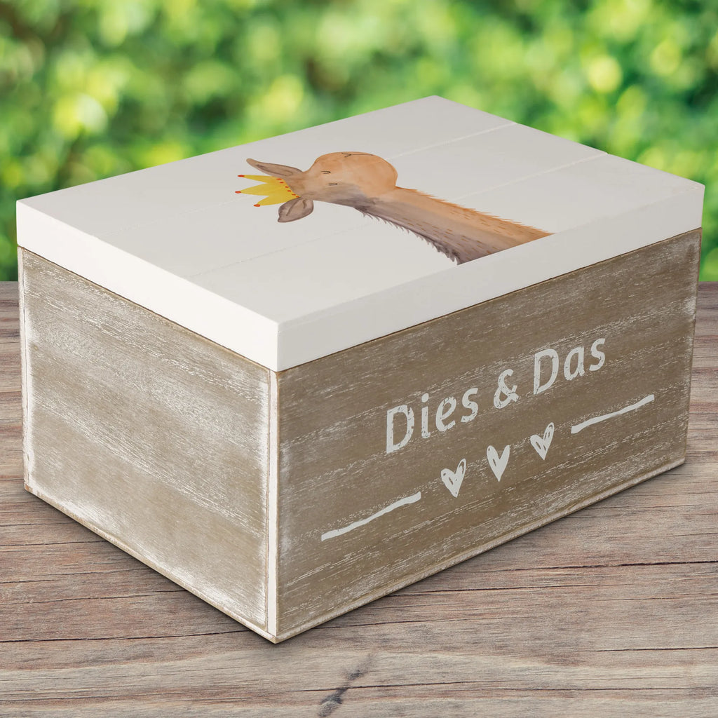 Holzkiste Lamakopf König Aufbewahrungsbox, Truhe, Dekokiste, Geschenkbox, Geschenkdose, Schatzkiste, Holzkiste, XXL, Erinnerungsbox, Kiste, Erinnerungskiste, Schatulle, Lama, Alpaka, Abi, Chef, Königin, Papa, Abitur, König, Vorgesetzter, Mama, Büro Kollege, Lamas, Kollegin, Freundin