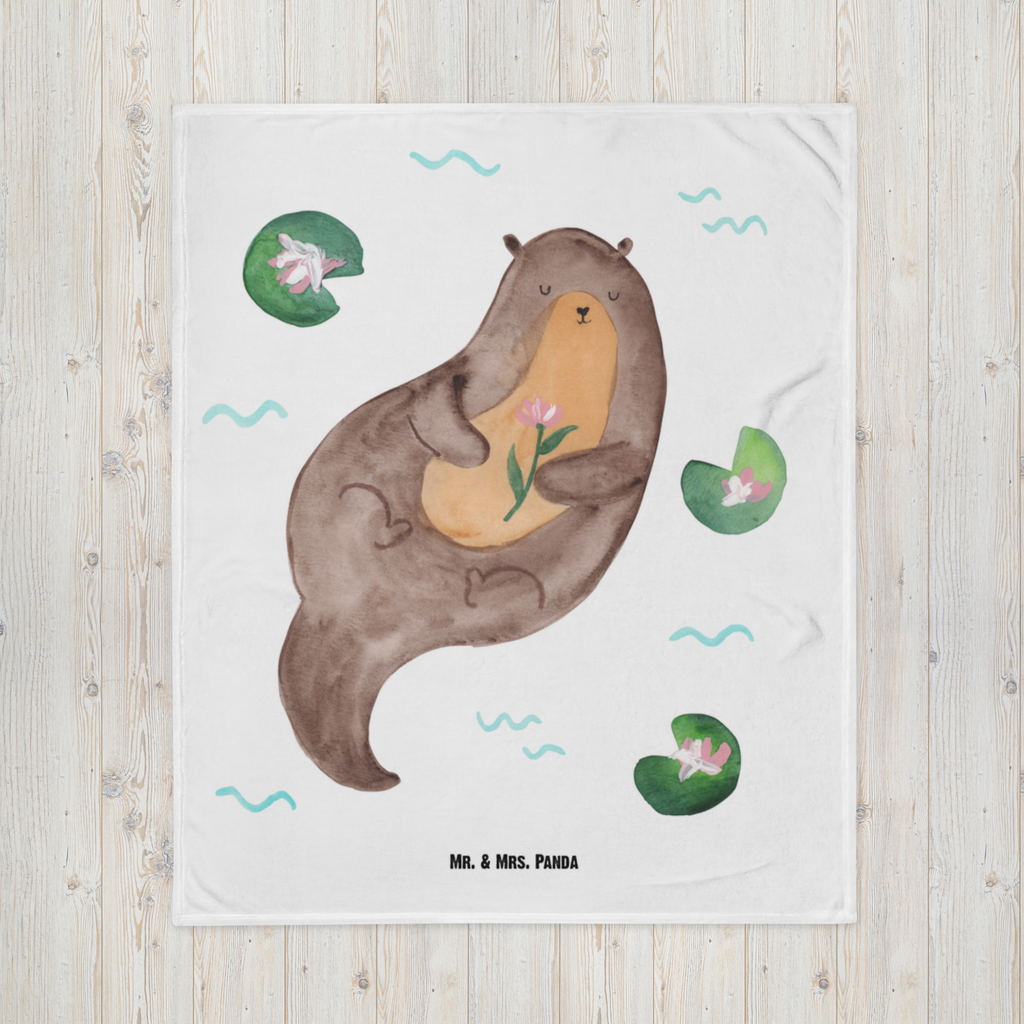 Babydecke Otter mit Seerose Babydecke, Babygeschenk, Geschenk Geburt, Babyecke Kuscheldecke, Krabbeldecke, Otter, Fischotter, Seeotter, Otter Seeotter See Otter