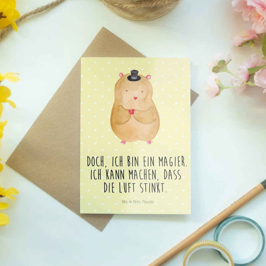 Grußkarte Hamster Hut Karte, Einladungskarte, Grußkarte, Glückwunschkarte, Ansichtskarten, Geburtstagskarte, Klappkarte, Hochzeitskarte, Tiermotive, Gute Laune, lustige Sprüche, Tiere, Zwerghamster, Hut, Magier, Zauberer, Hamster, Zylinder