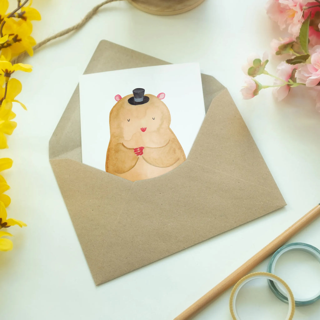 Grußkarte Hamster Hut Karte, Einladungskarte, Grußkarte, Glückwunschkarte, Ansichtskarten, Geburtstagskarte, Klappkarte, Hochzeitskarte, Tiermotive, Gute Laune, lustige Sprüche, Tiere, Zwerghamster, Hut, Magier, Zauberer, Hamster, Zylinder