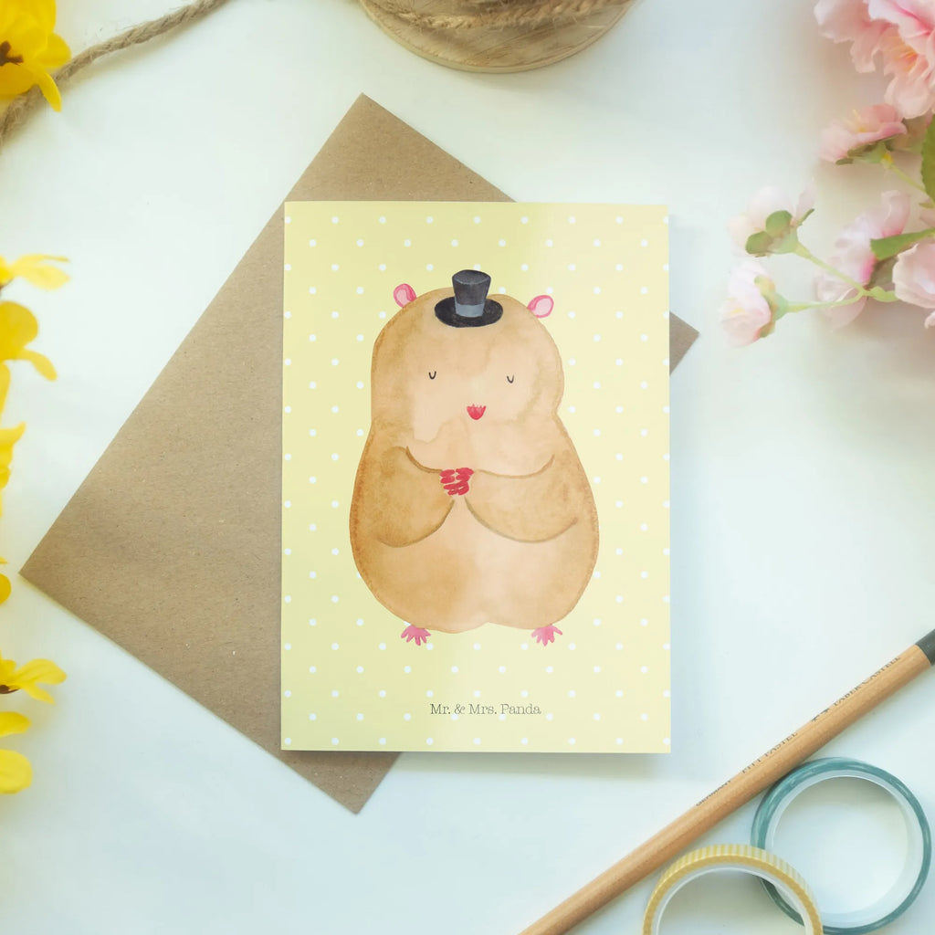 Grußkarte Hamster Hut Karte, Einladungskarte, Grußkarte, Glückwunschkarte, Ansichtskarten, Geburtstagskarte, Klappkarte, Hochzeitskarte, Tiermotive, Gute Laune, lustige Sprüche, Tiere, Zwerghamster, Hut, Magier, Zauberer, Hamster, Zylinder